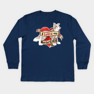 I Love My Border Collie - lilac Merle Kids Long Sleeve T-Shirt